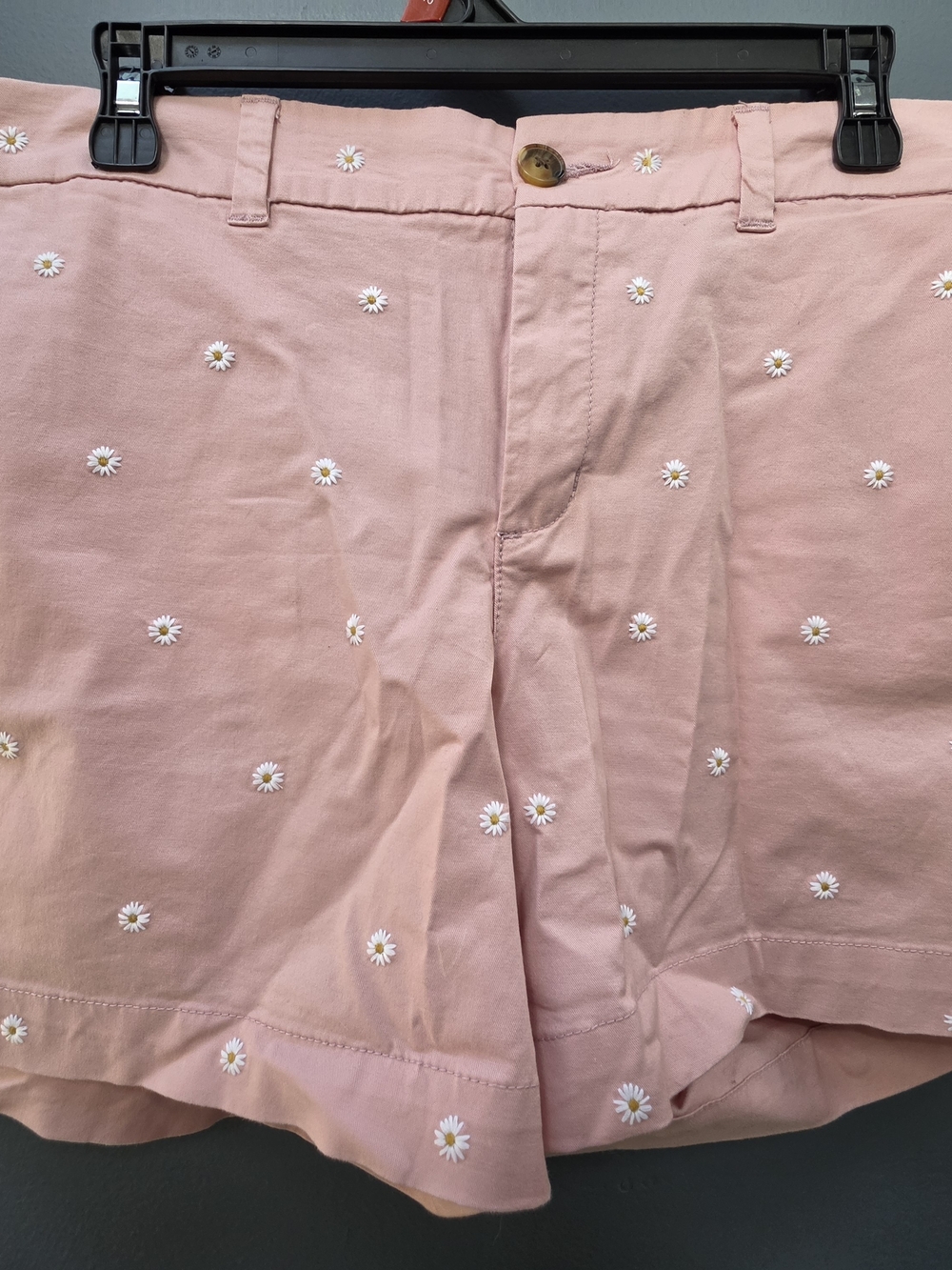 Old Navy Pink Daisy Embroidered Bermuda Shorts